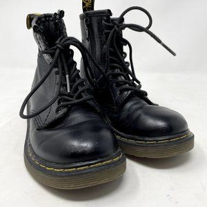 Dr. Marten Black Leather High-top Boots, Kids Size 12